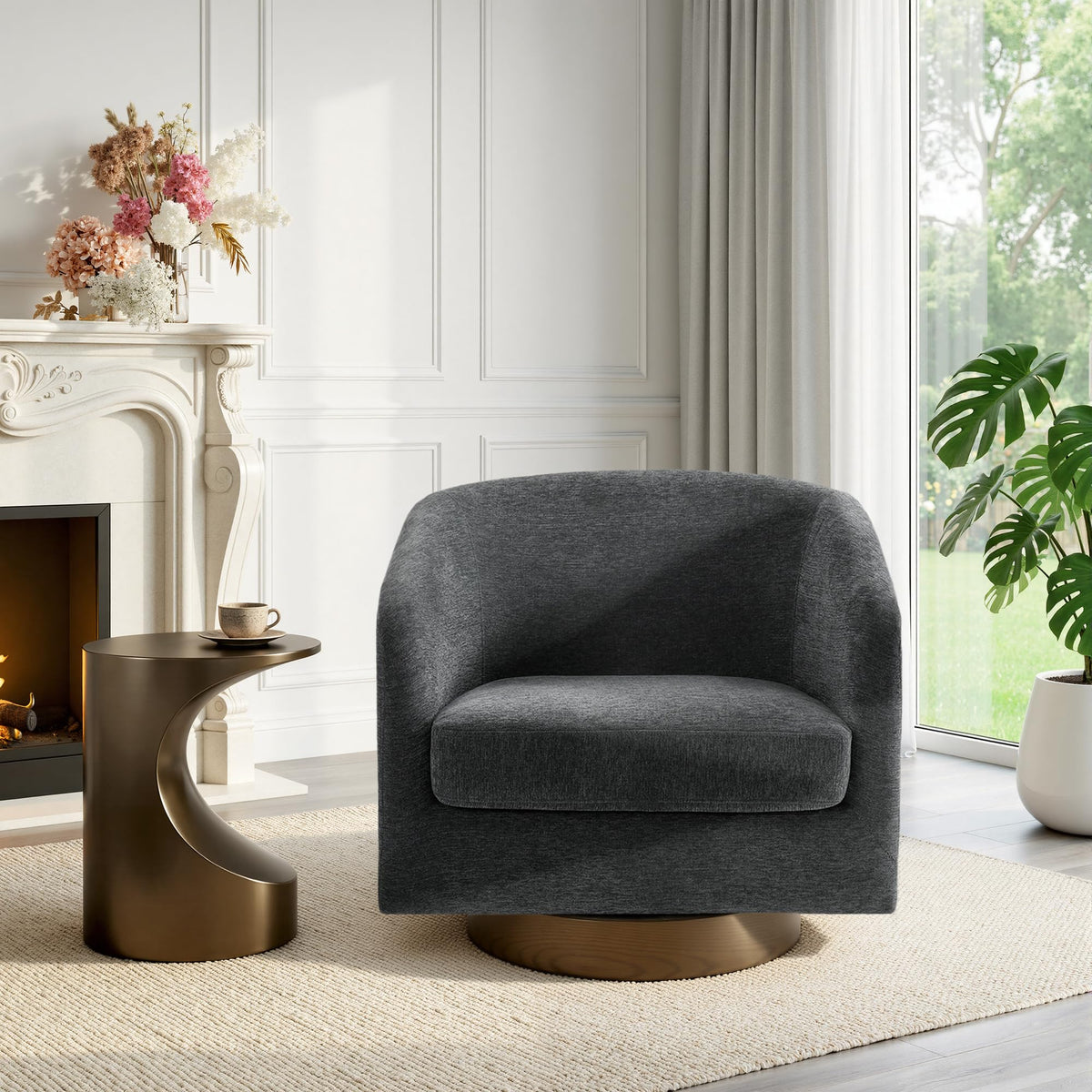 UIXE Swivel Barrel Accent Armchair for Living Room