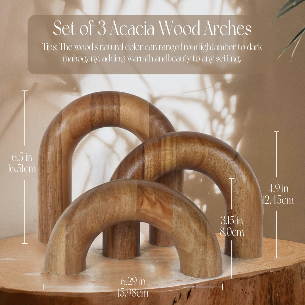 Oakrain Wooden Arch Decorative Accents, Set of 3