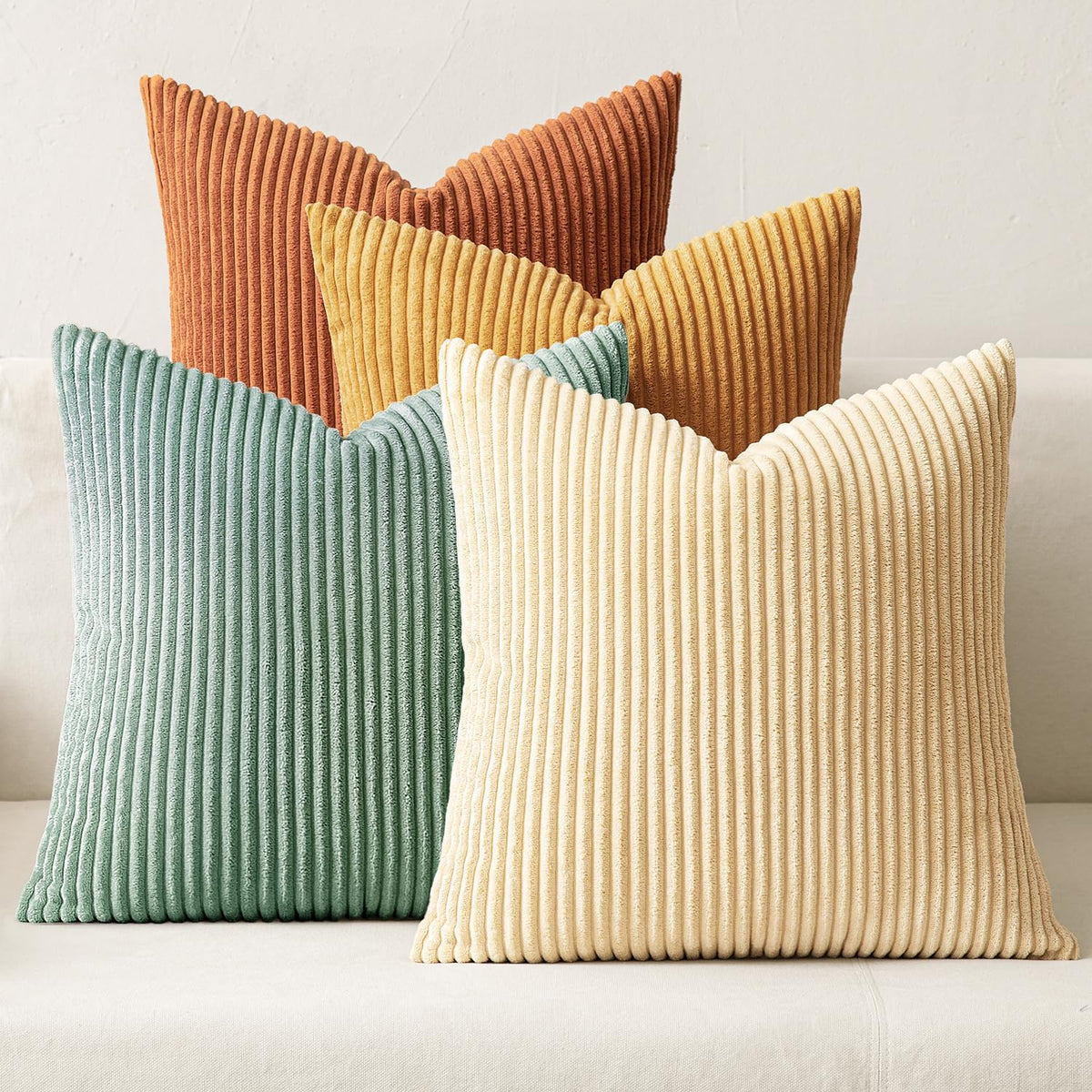 MIULEE Soft Corduroy Decorative Throw Pillow Covers, Set of 4