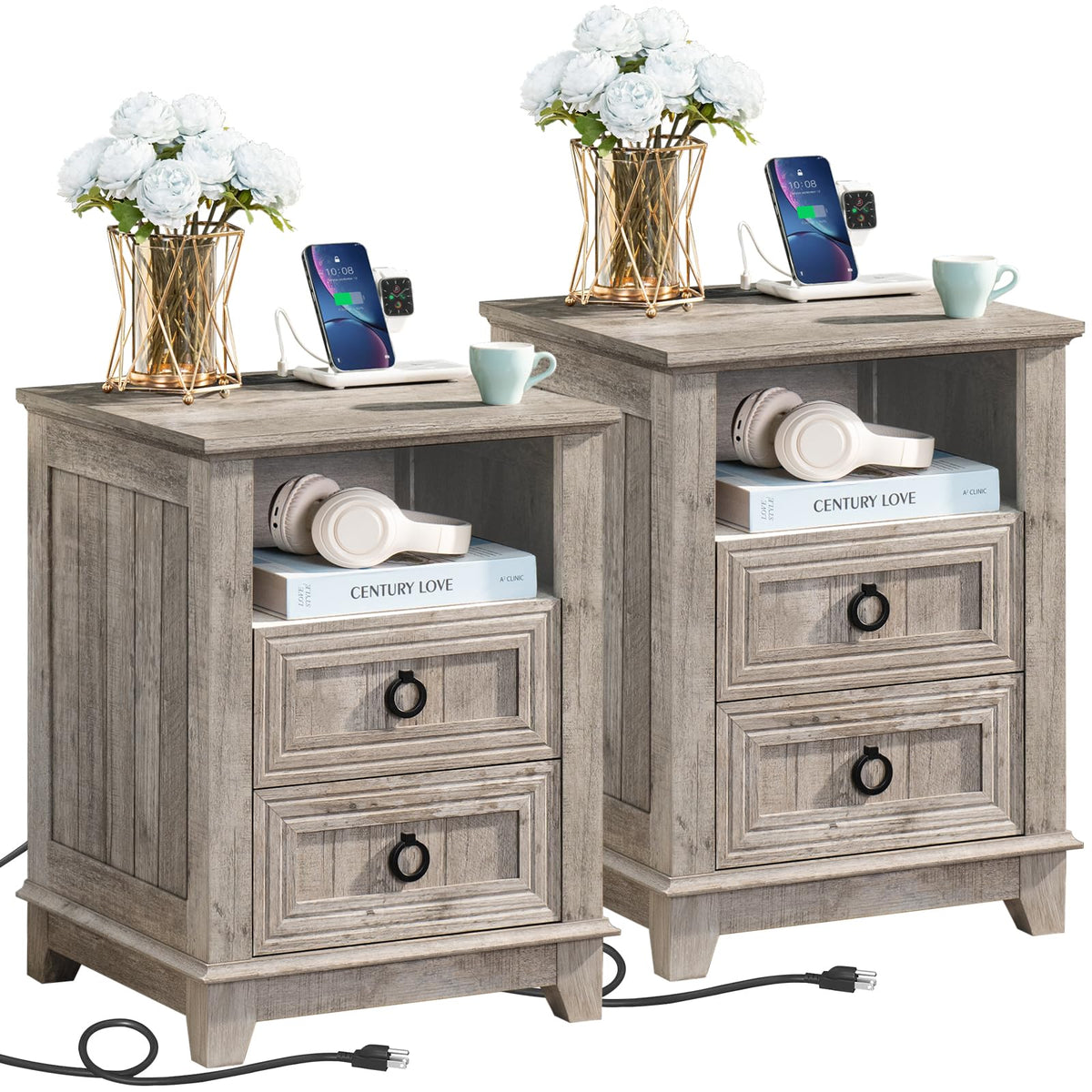 Joaxswe Nightstands with Drawers for Bedroom & Living Room