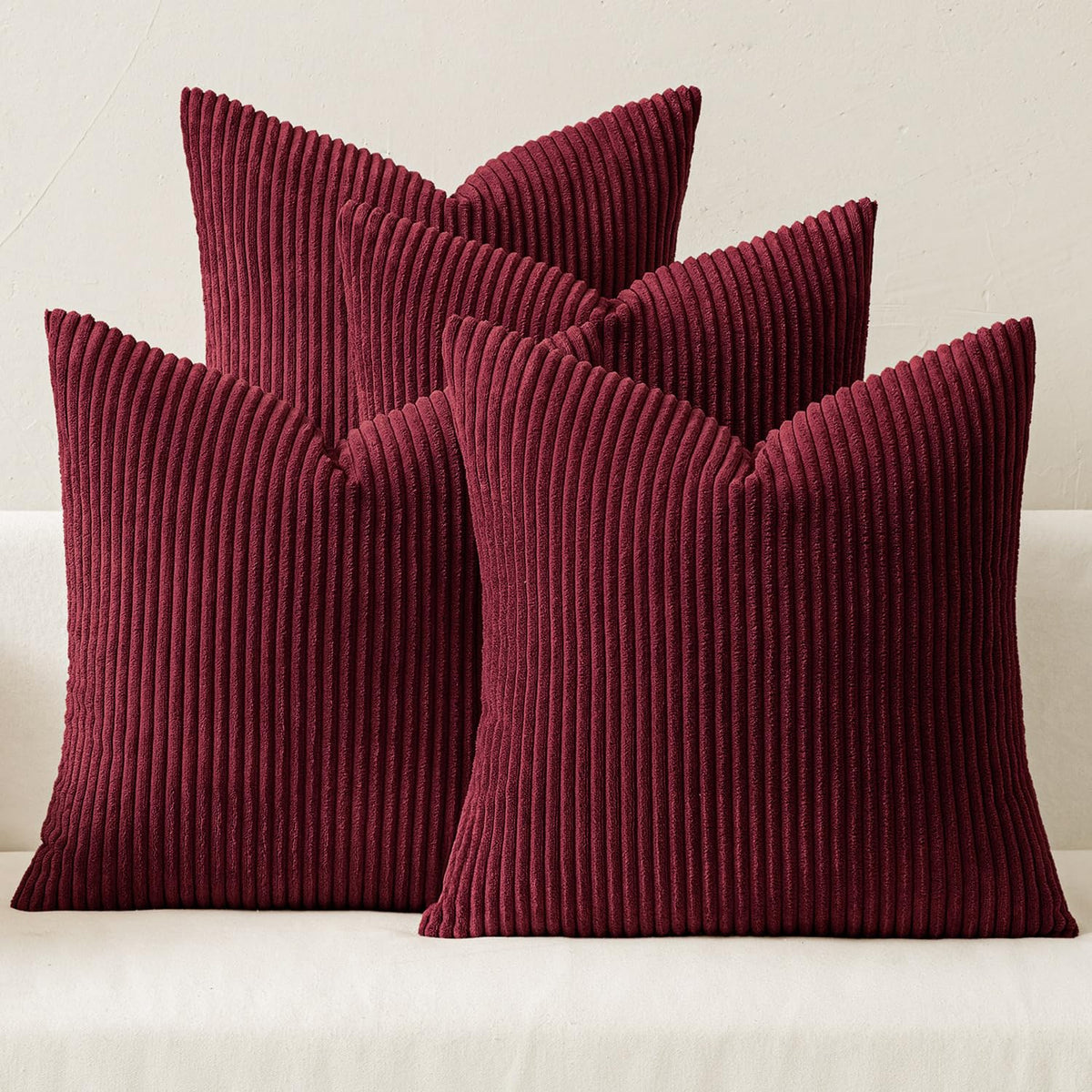 MIULEE Soft Corduroy Decorative Throw Pillow Covers, Set of 4