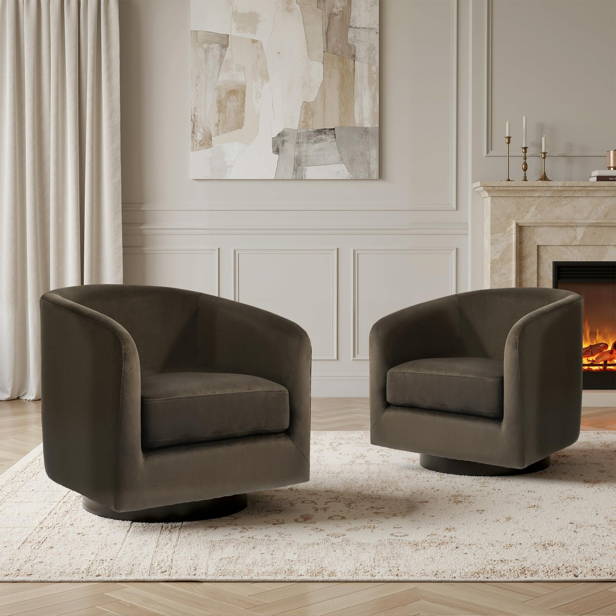 UIXE Swivel Barrel Accent Armchair for Living Room