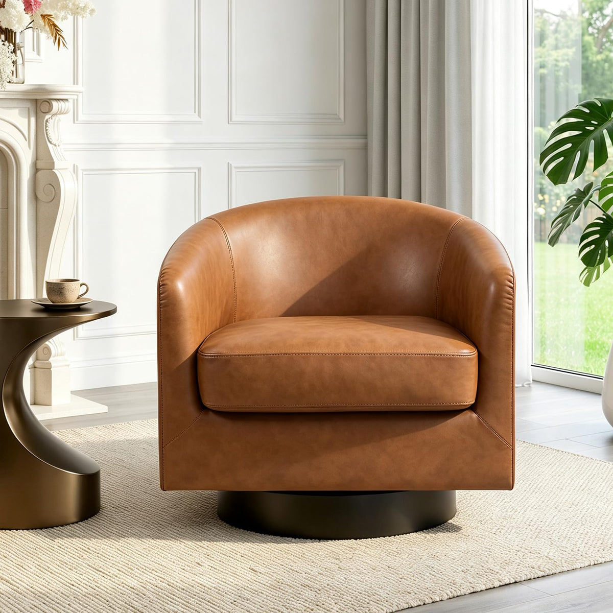 UIXE Swivel Barrel Accent Armchair for Living Room