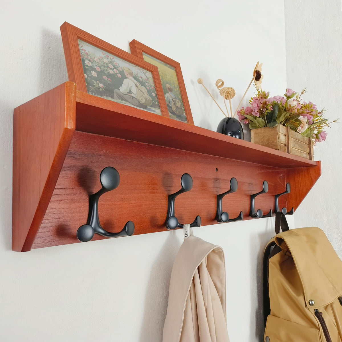 SKOLOO Heavy-Duty Wall-Mounted Coat Rack with Shelf