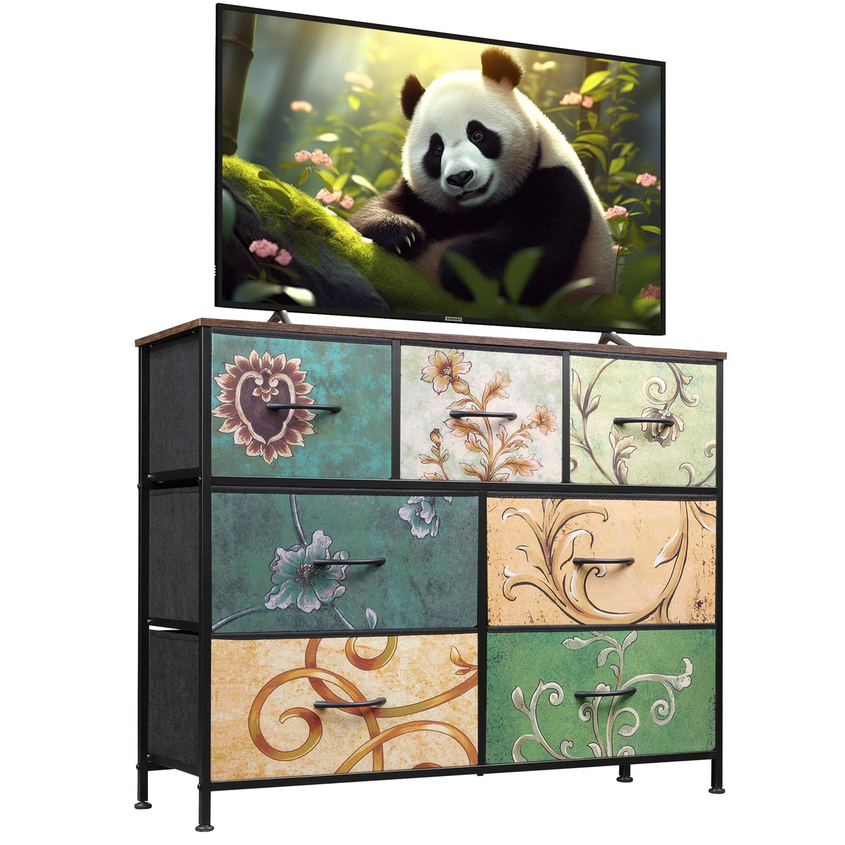 WLIVE 7-Drawer Fabric Storage Dresser with Wood Top