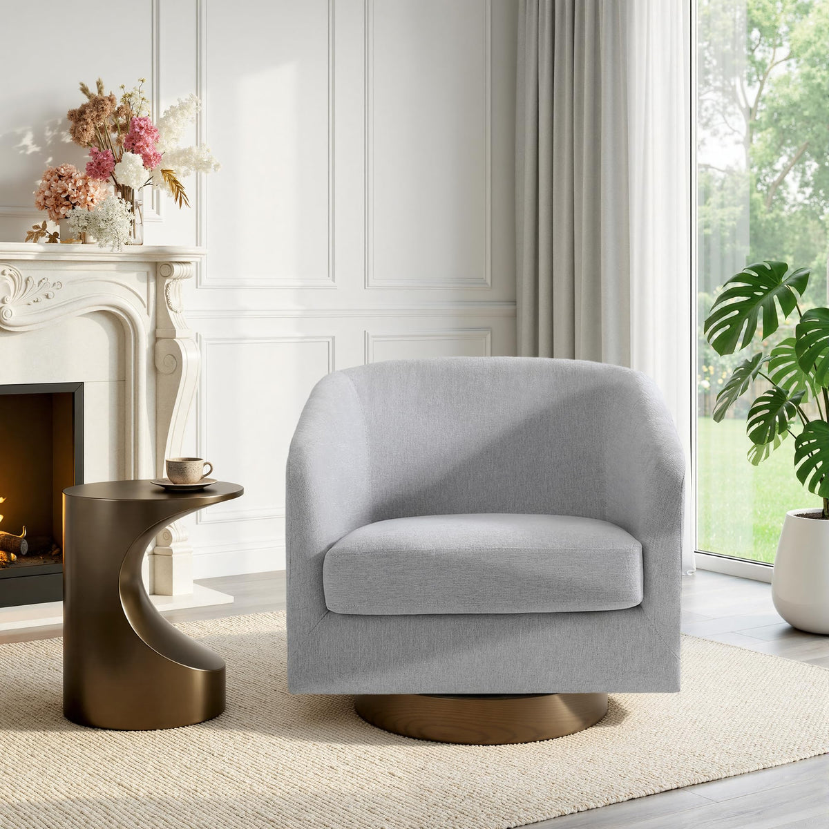 UIXE Swivel Barrel Accent Armchair for Living Room