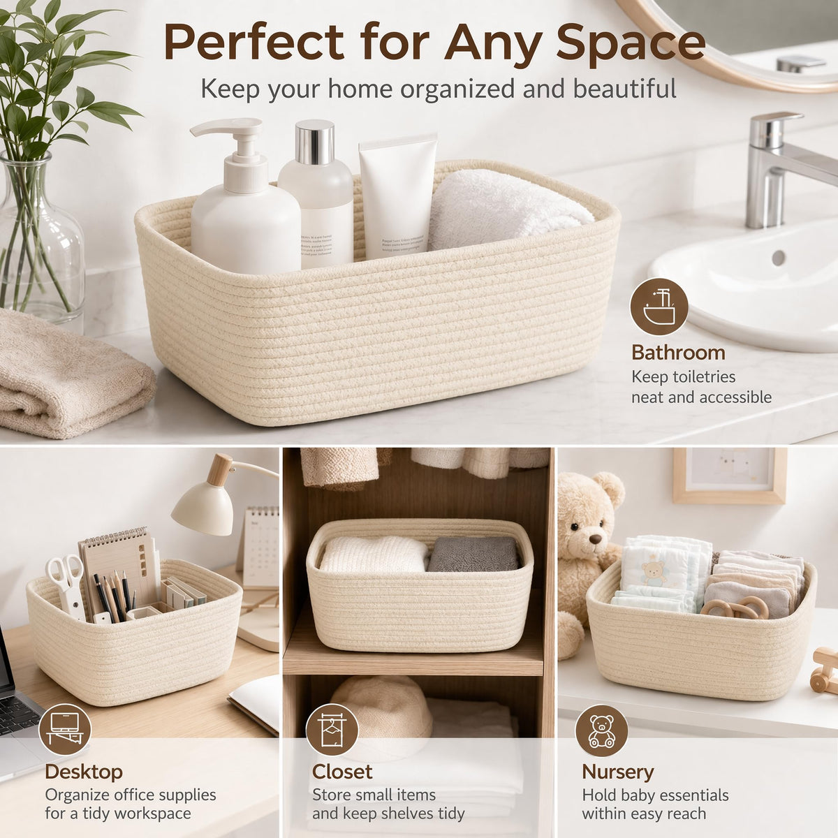 Zenlyzoo Small Storage Baskets for Home Organization