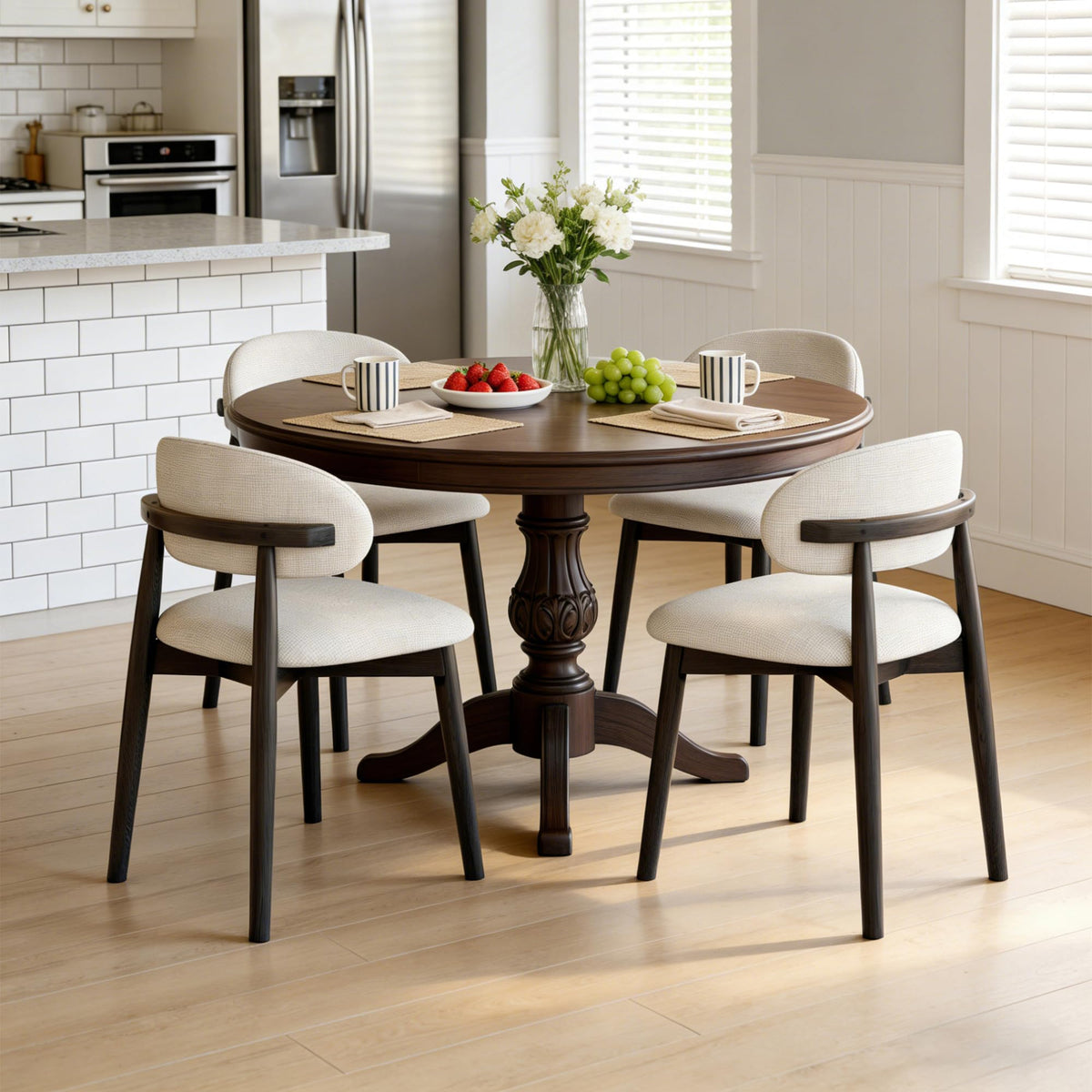 smudyizi Mid-Century Wooden Dining Chairs, Set of 4