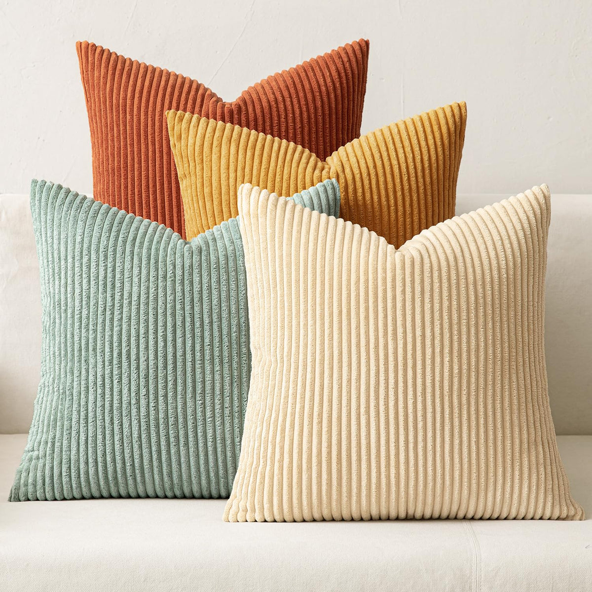 MIULEE Soft Corduroy Decorative Throw Pillow Covers, Set of 4