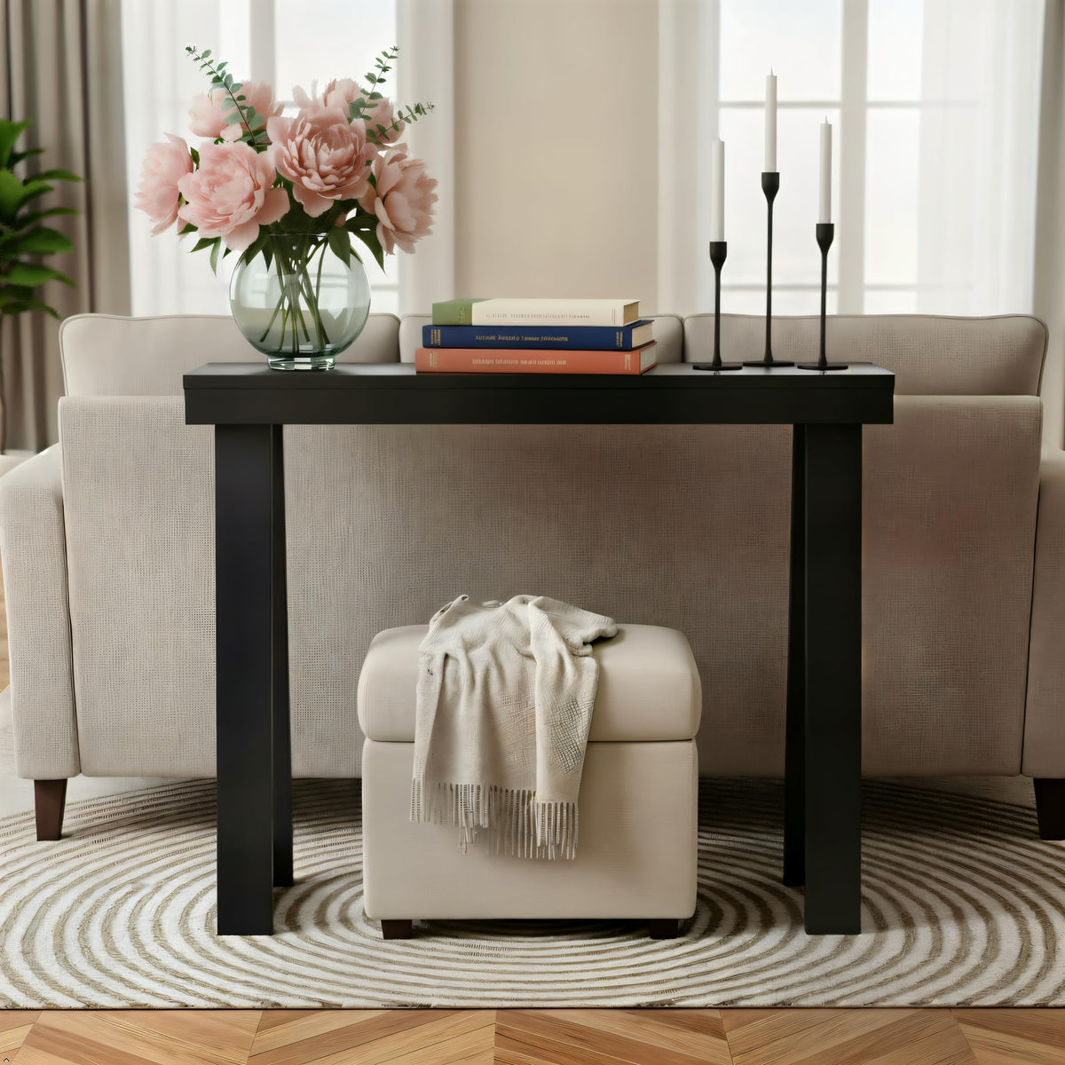Plank+Beam Solid Wood Console Table for Entryway Decor