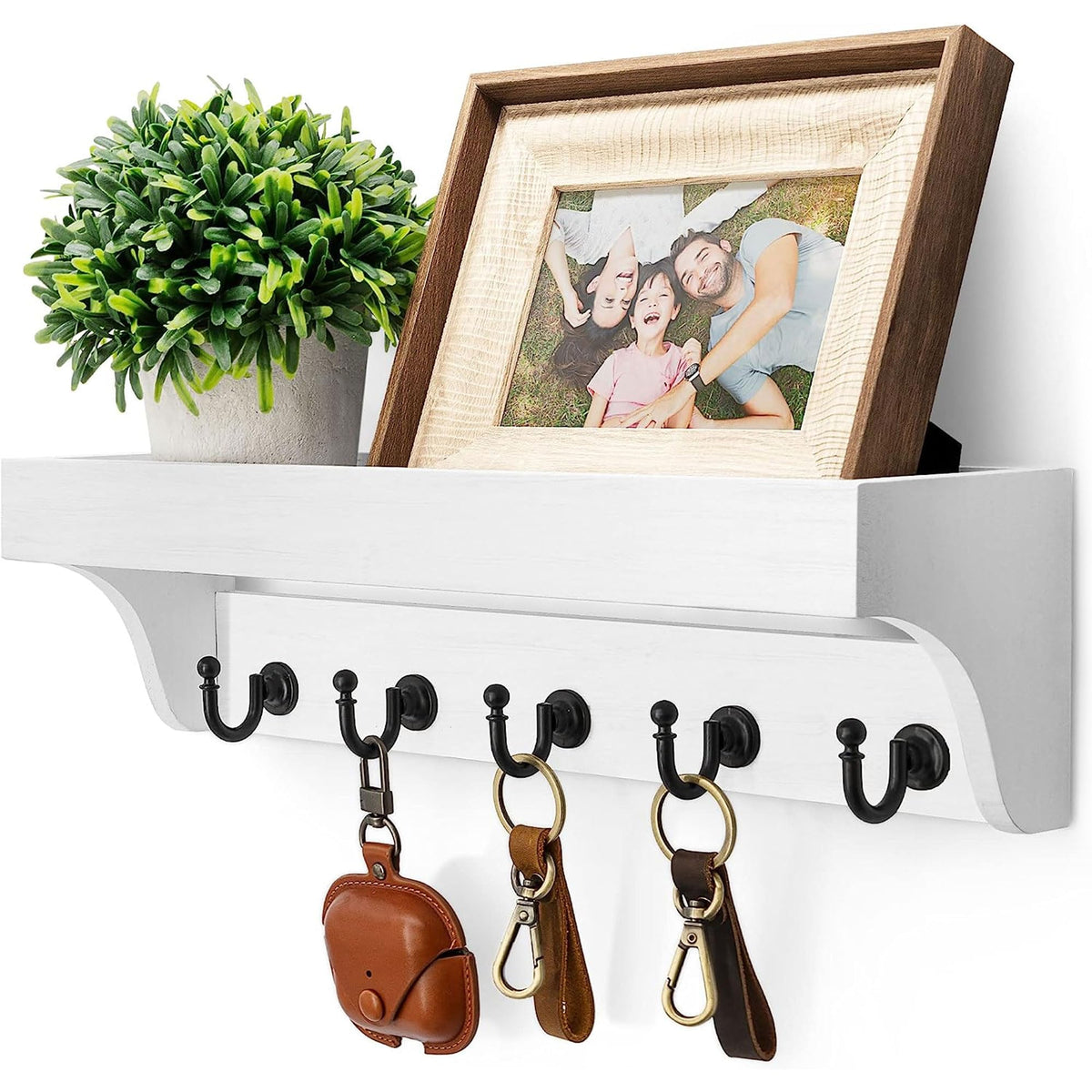 Rebee Vision 14-Inch Wall Key & Mail Holder with Hooks