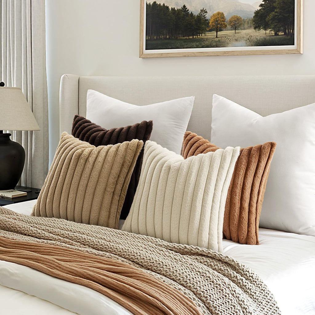 MIULEE Faux Fur Plush Decorative Throw Pillow Covers