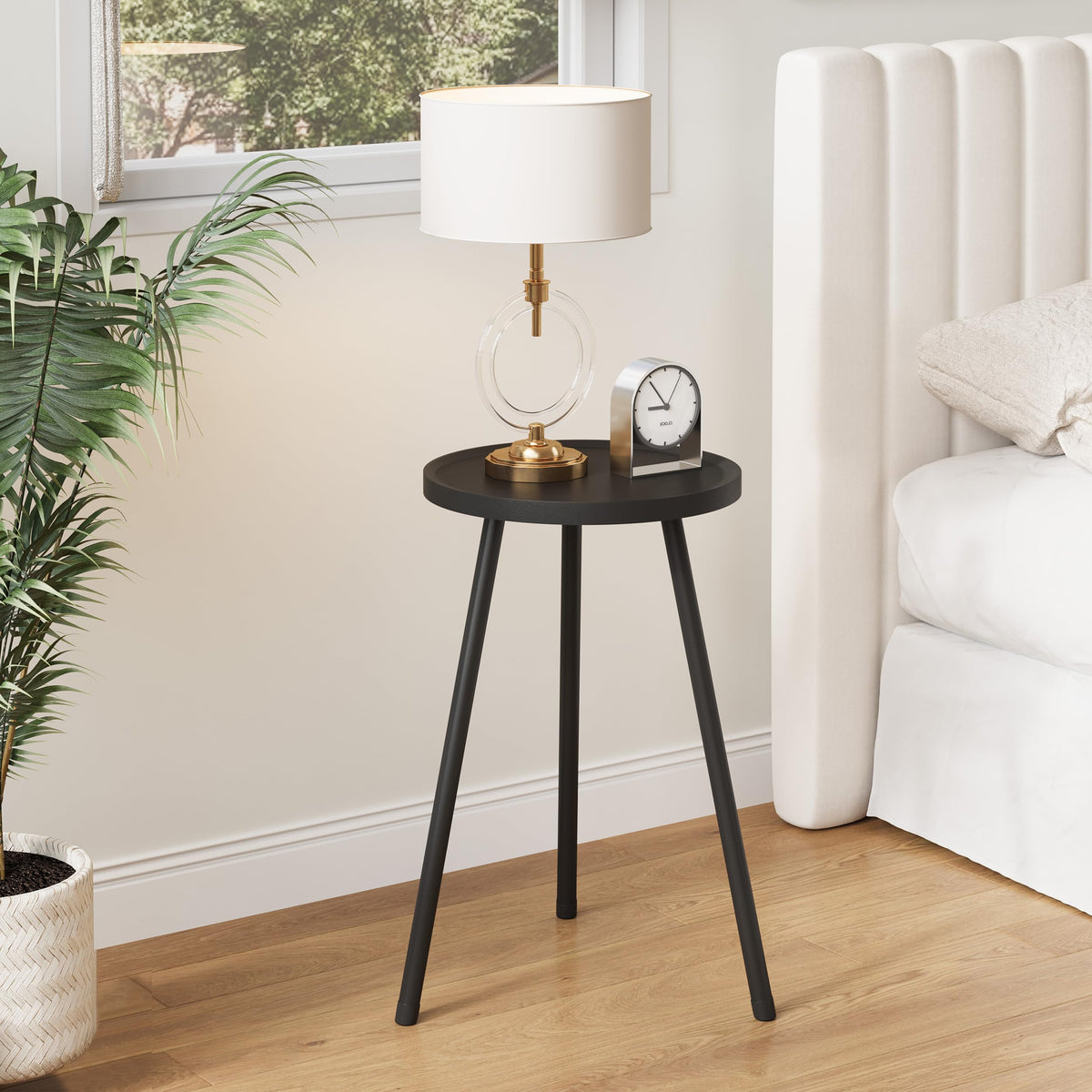 YAUKTAK Mini Round Side Table for Small Living Spaces
