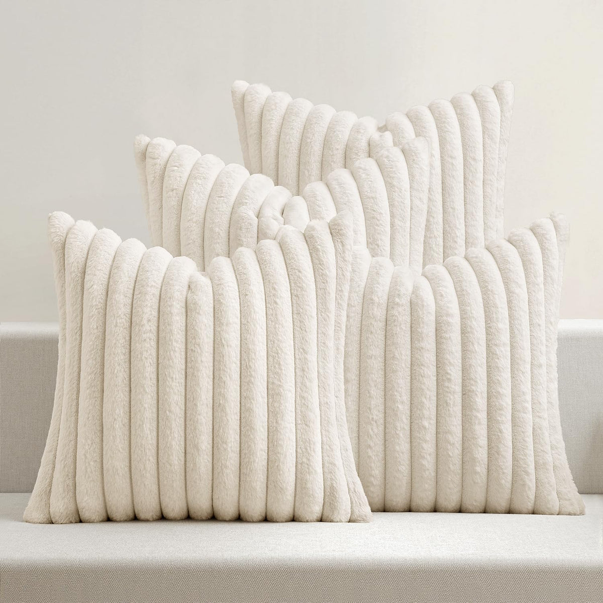 MIULEE Faux Fur Plush Decorative Throw Pillow Covers