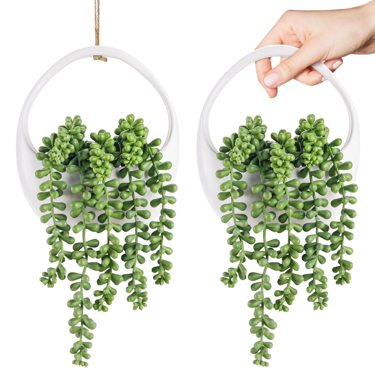 Der Rose Artificial Hanging Succulent Plants, Set of 2