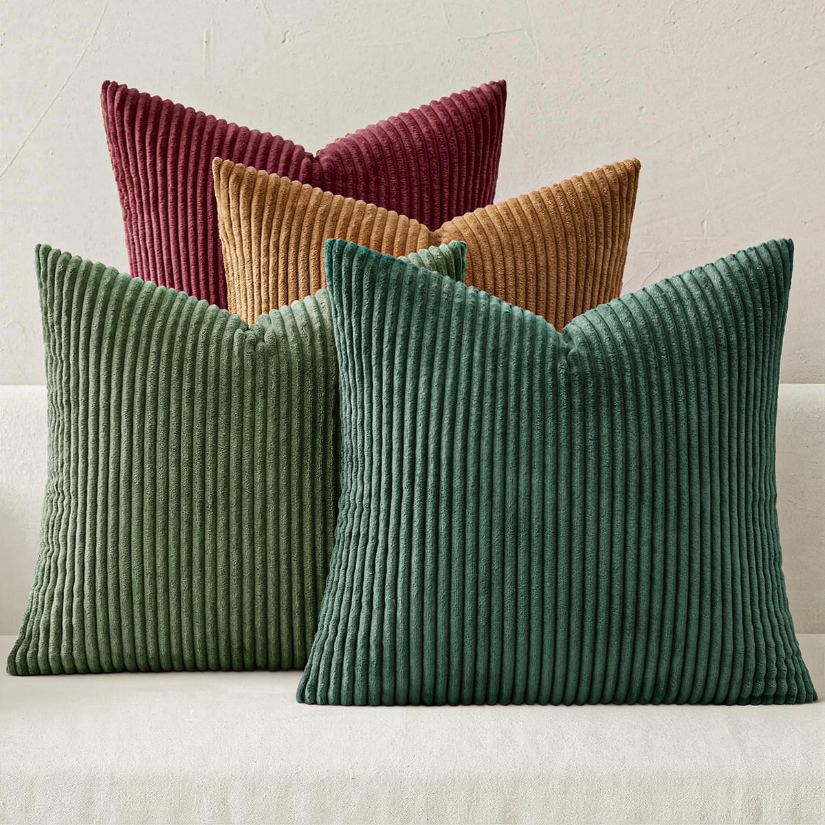MIULEE Soft Corduroy Decorative Throw Pillow Covers, Set of 4