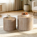 Dorivibe Round Wooden Nesting Coffee Tables, Set of 2