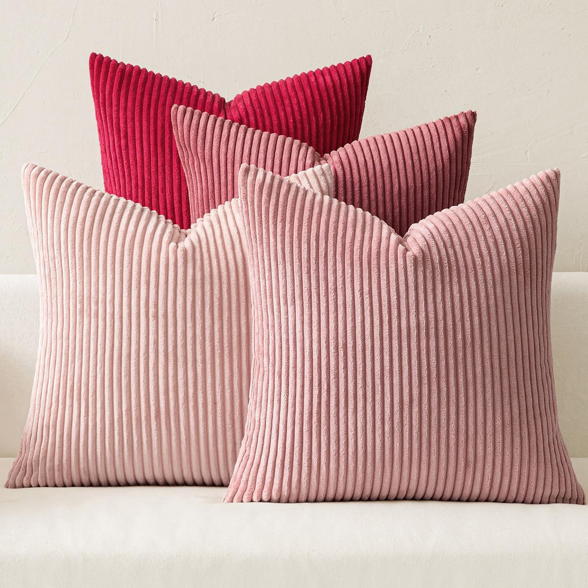 MIULEE Soft Corduroy Decorative Throw Pillow Covers, Set of 4