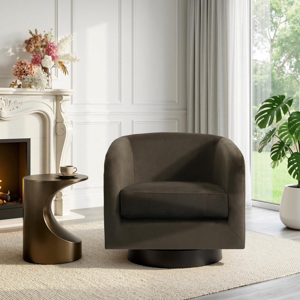 UIXE Swivel Barrel Accent Armchair for Living Room