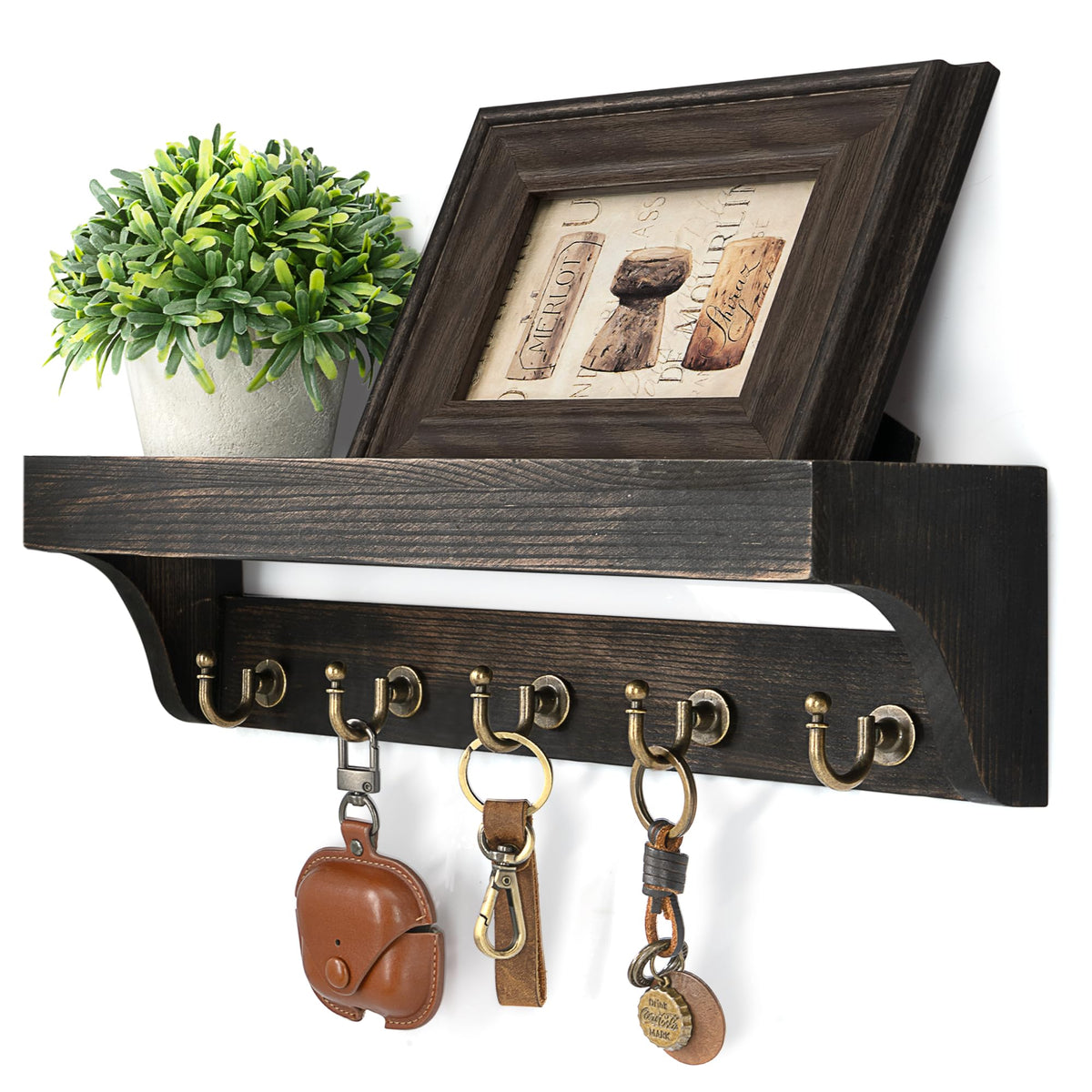 Rebee Vision 14-Inch Wall Key & Mail Holder with Hooks