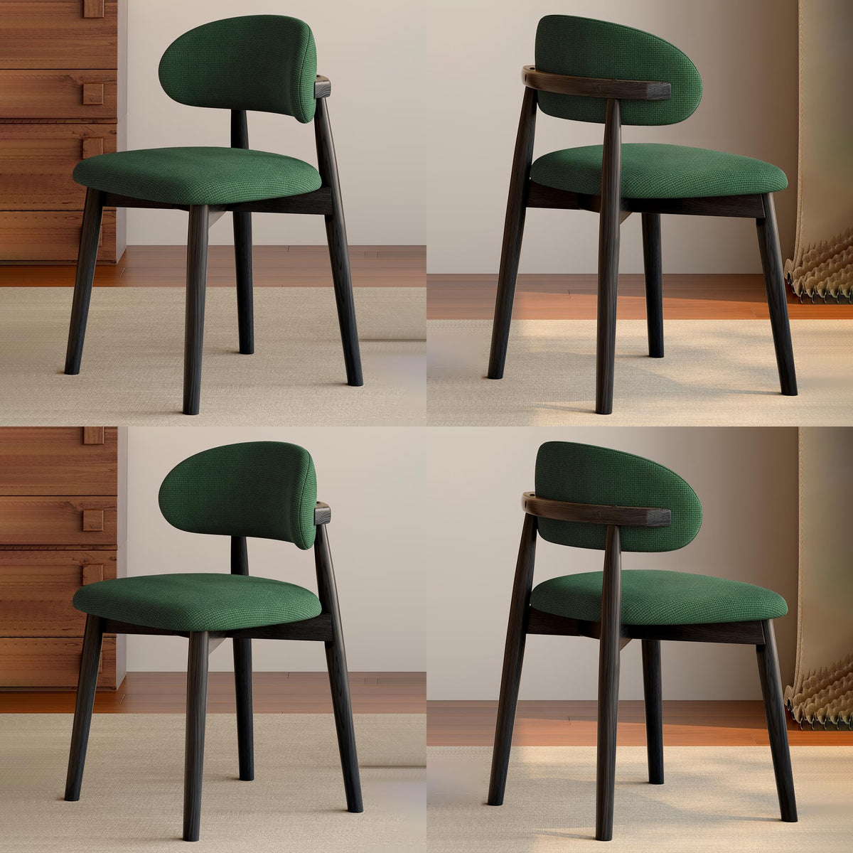 smudyizi Mid-Century Wooden Dining Chairs, Set of 4