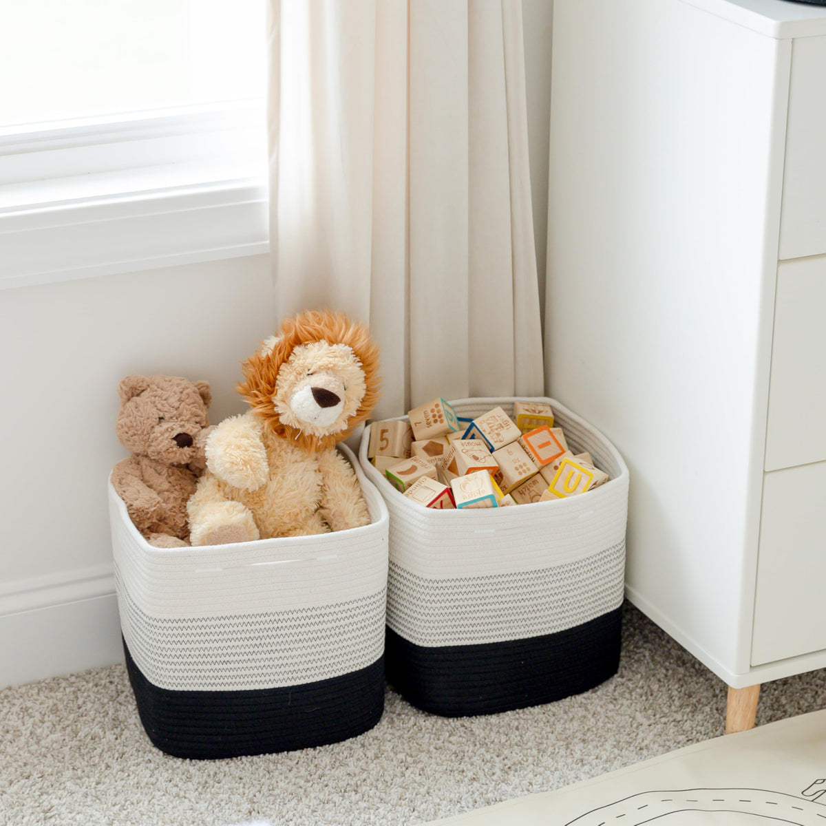 NaturalCozy 11-Inch Cube Rope Storage Baskets, 3-Pack
