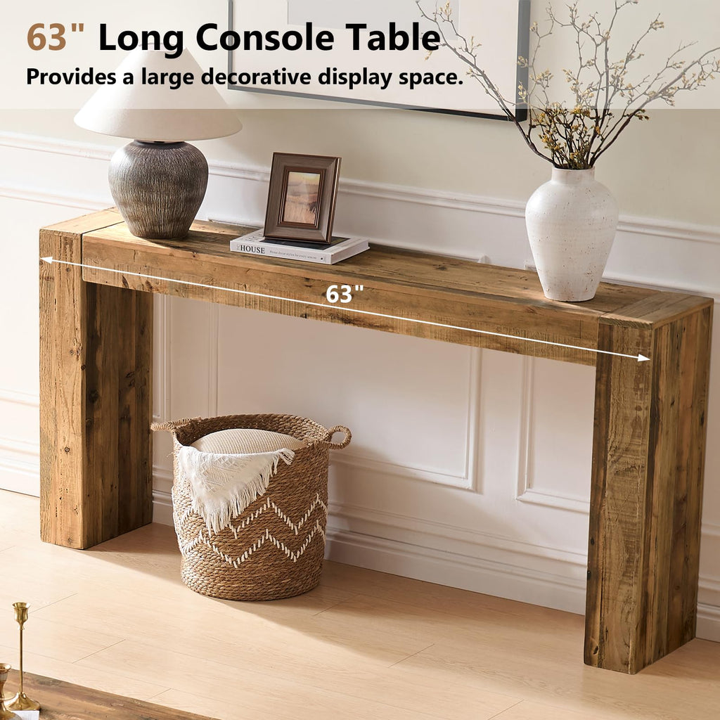 WINWY Solid Wood Console Table for Entryway & Living Room