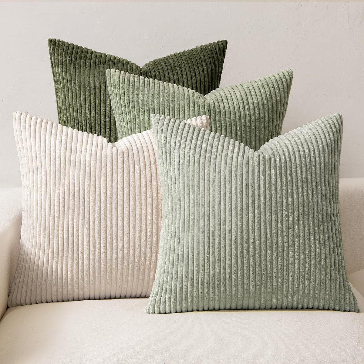MIULEE Soft Corduroy Decorative Throw Pillow Covers, Set of 4