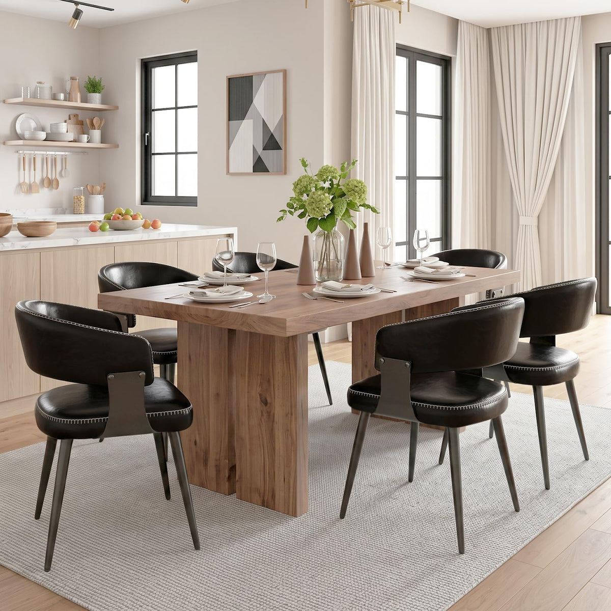 Euklea Modern Faux Leather Dining Chairs, Set of 2