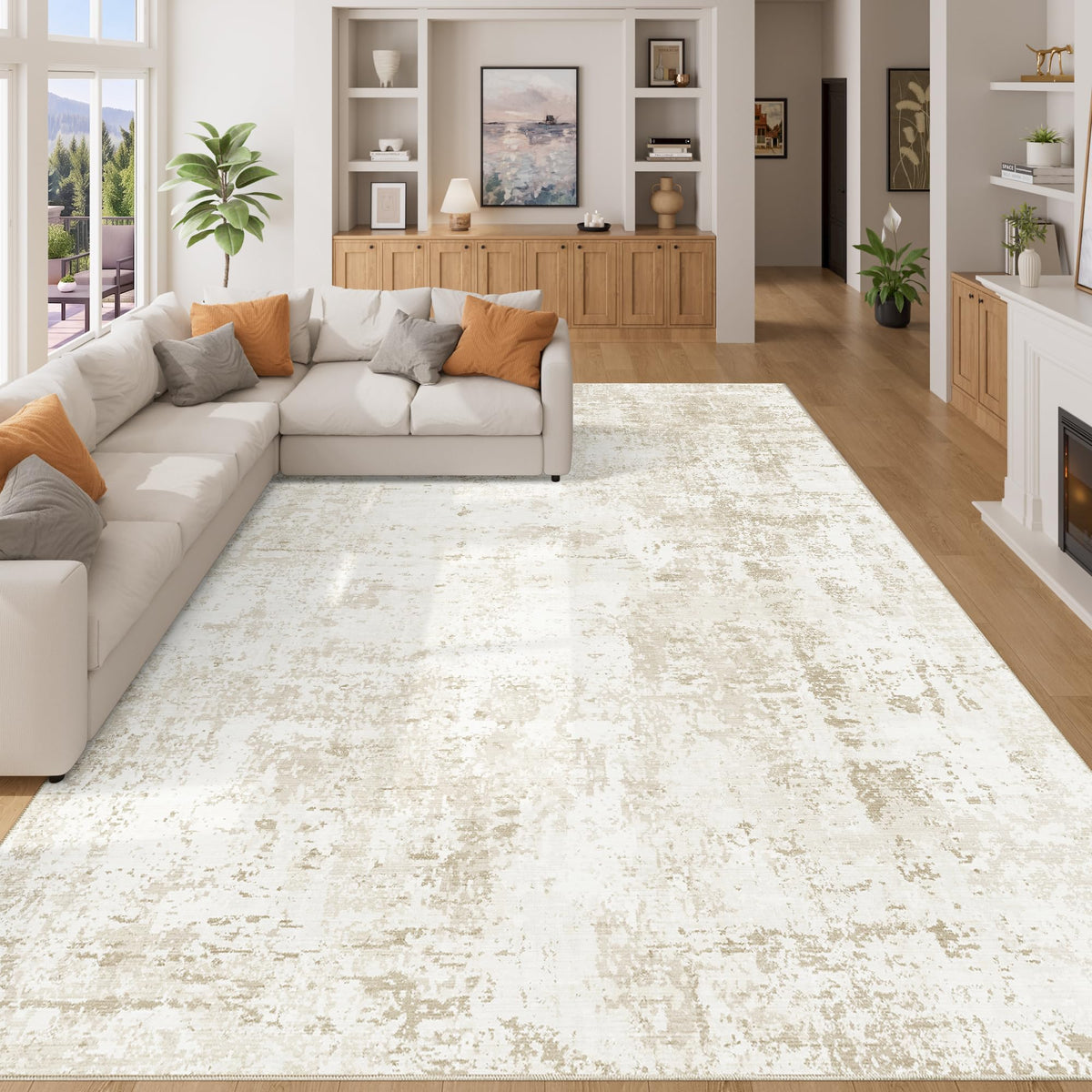 DUKINO Black Floral Area Rug for Modern Home Decor