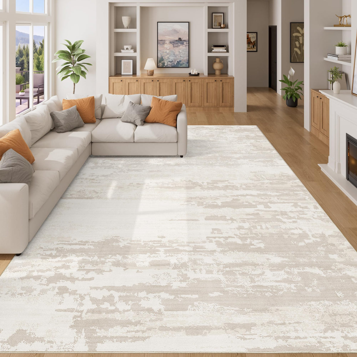 DUKINO Black Floral Area Rug for Modern Home Decor