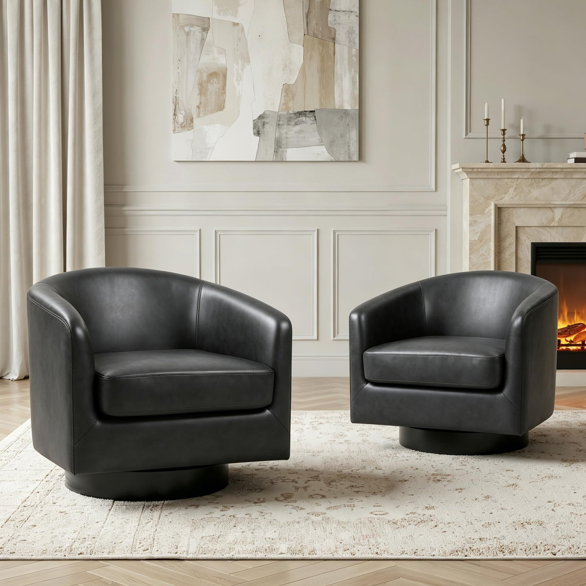 UIXE Swivel Barrel Accent Armchair for Living Room