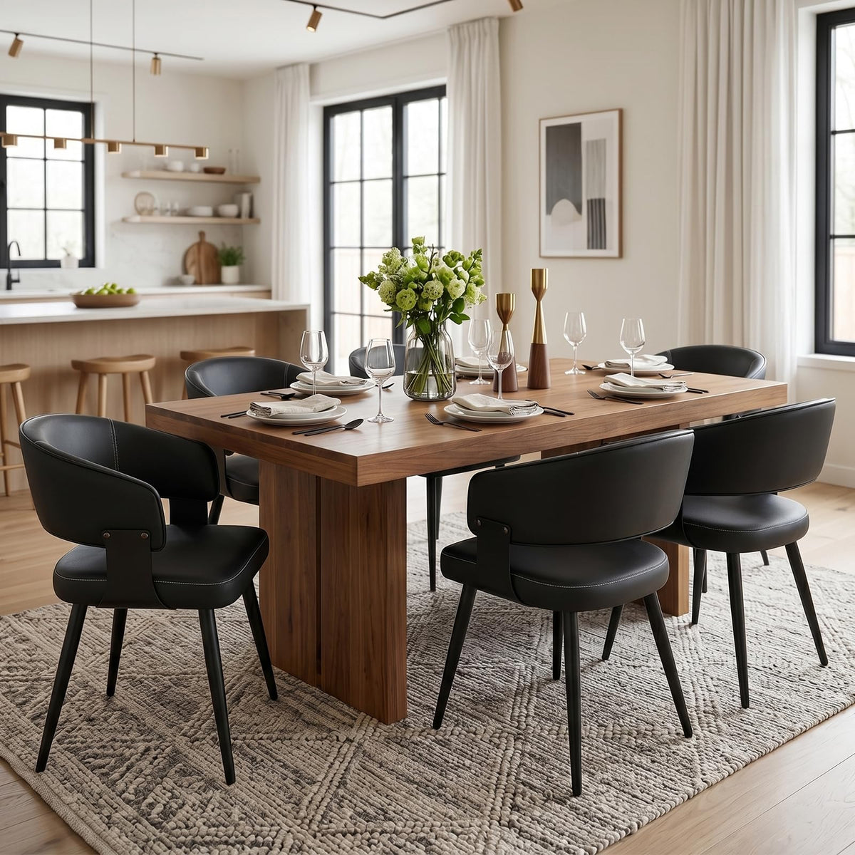 Euklea Modern Faux Leather Dining Chairs, Set of 2