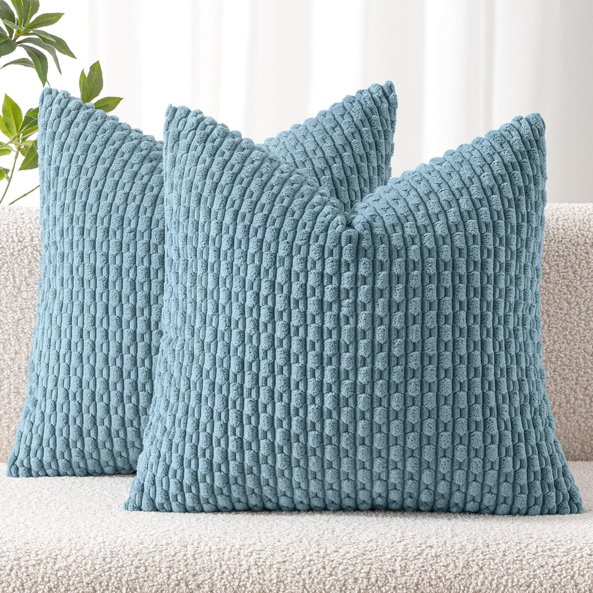 MIULEE Striped Corduroy Throw Pillow Covers, Set of 2