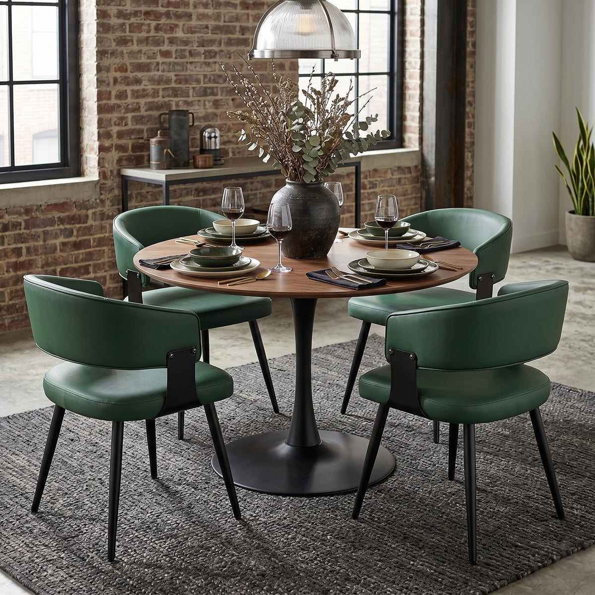 Euklea Modern Faux Leather Dining Chairs, Set of 2