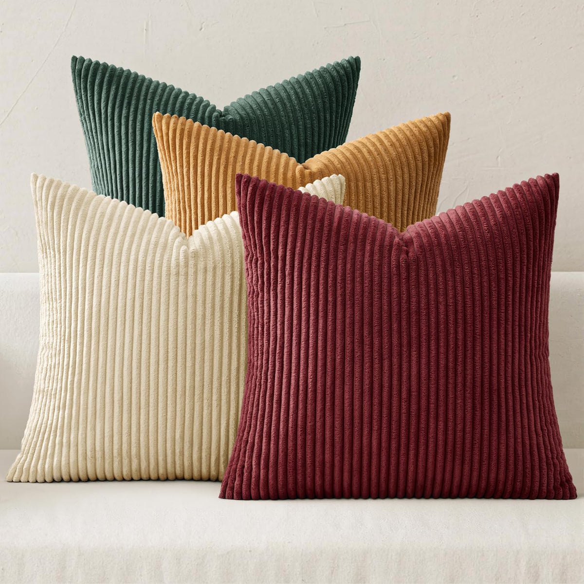 MIULEE Soft Corduroy Decorative Throw Pillow Covers, Set of 4