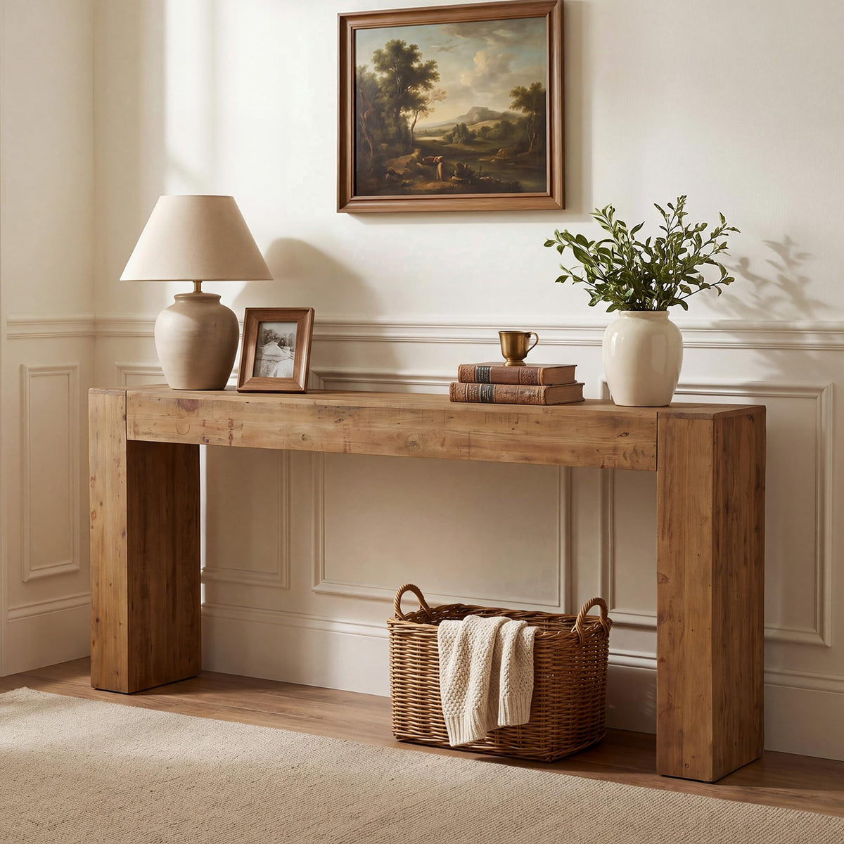 WINWY Solid Wood Console Table for Entryway & Living Room