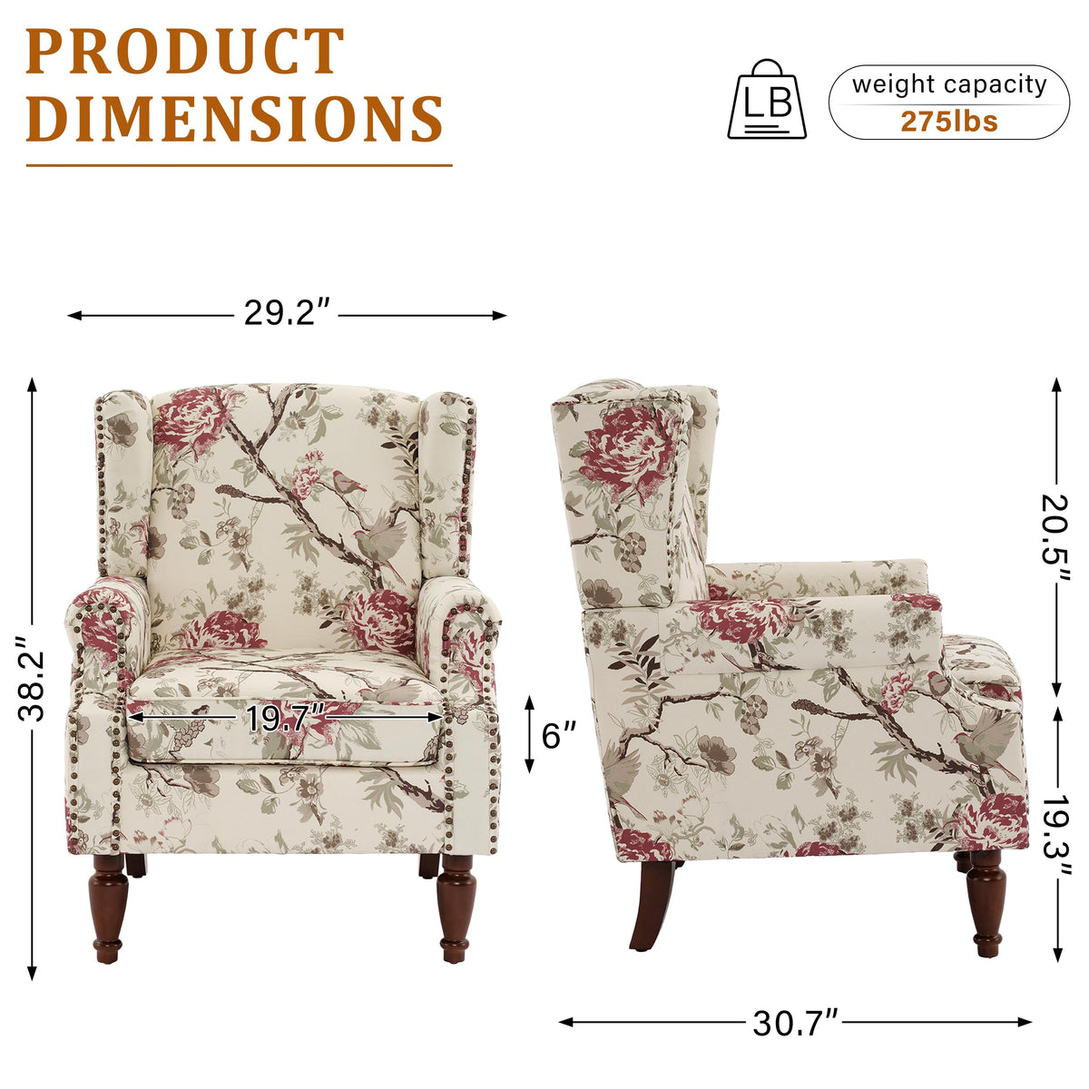 Qatiby High-Back Upholstered Wingback Accent Chair
