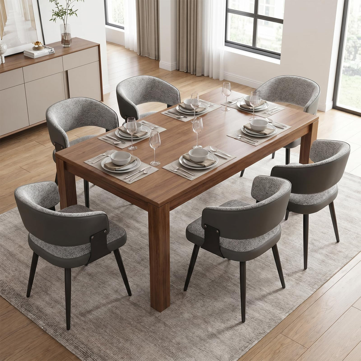 Euklea Modern Faux Leather Dining Chairs, Set of 2