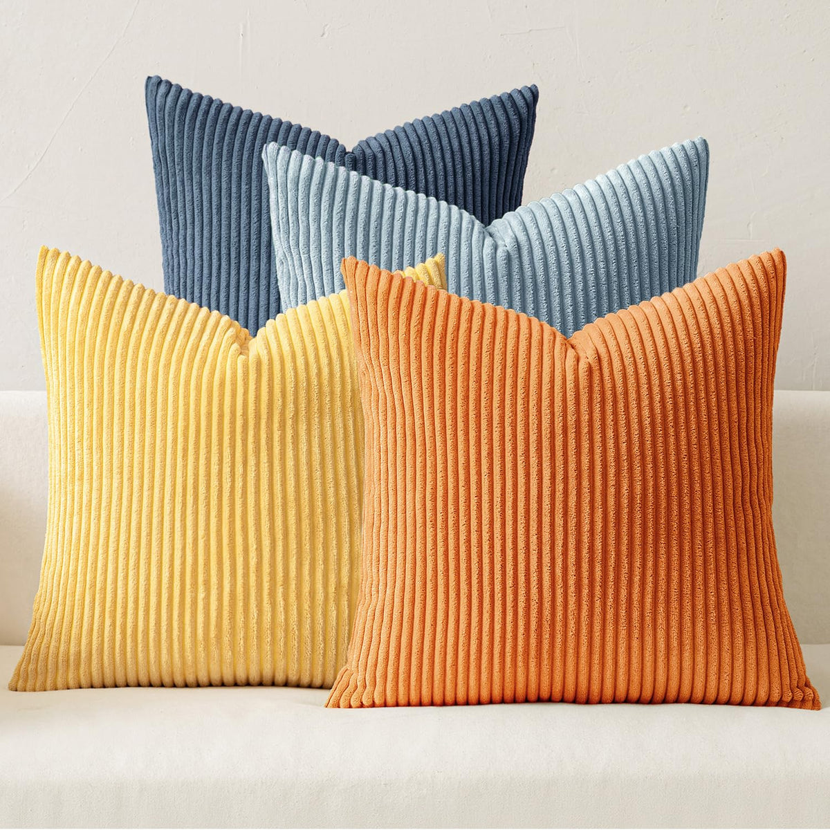 MIULEE Soft Corduroy Decorative Throw Pillow Covers, Set of 4