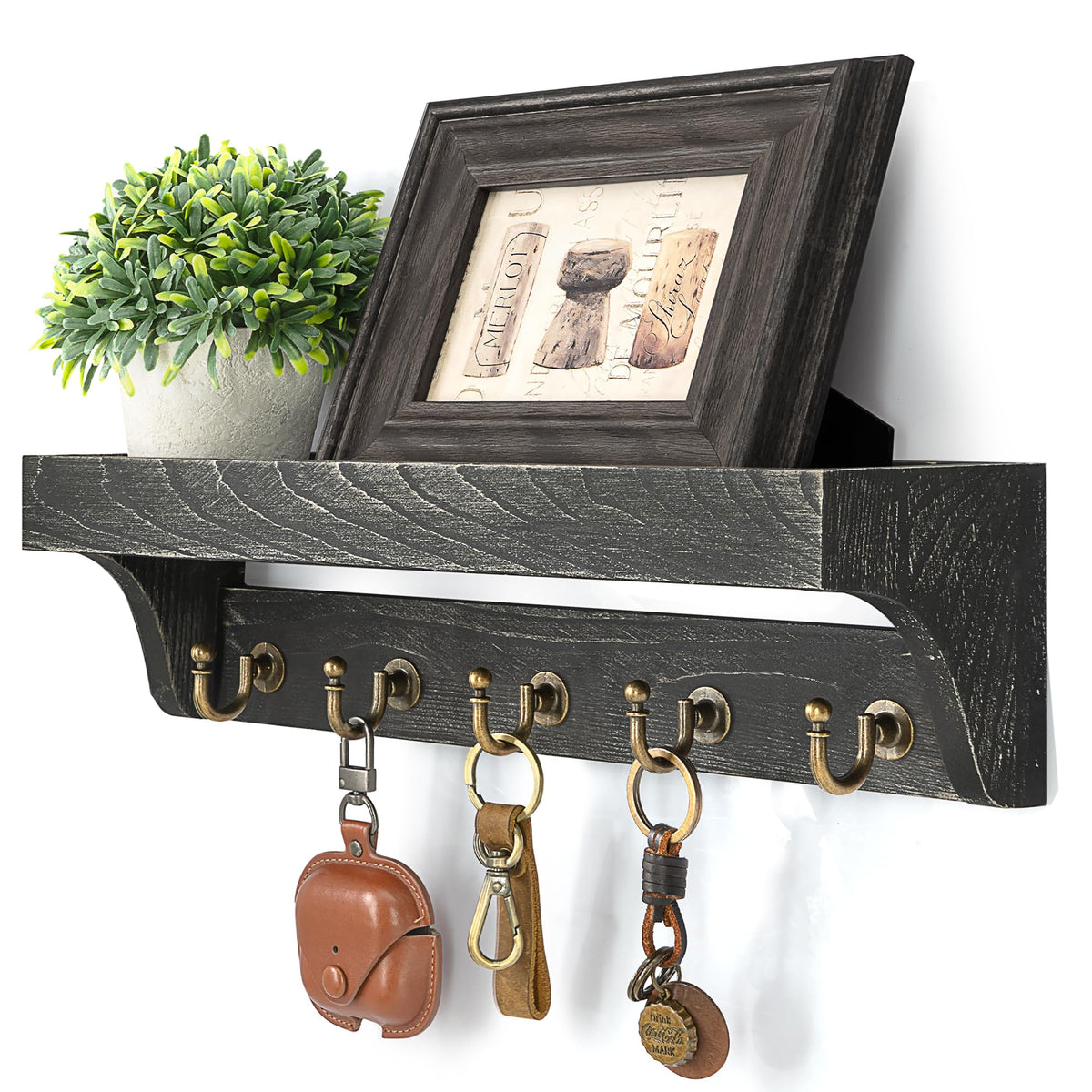 Rebee Vision 14-Inch Wall Key & Mail Holder with Hooks