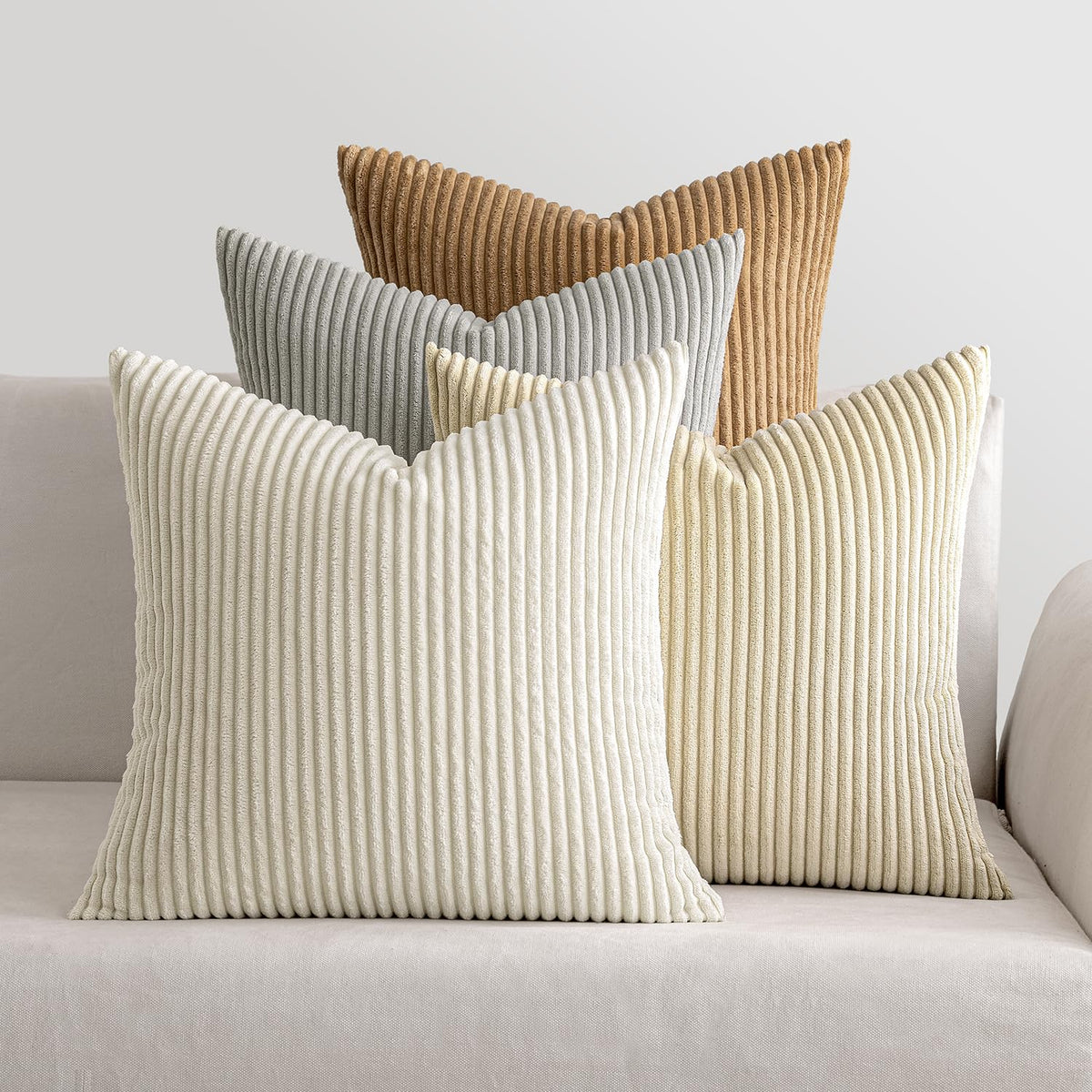 MIULEE Soft Corduroy Decorative Throw Pillow Covers, Set of 4