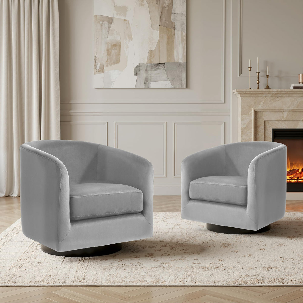 UIXE Swivel Barrel Accent Armchair for Living Room