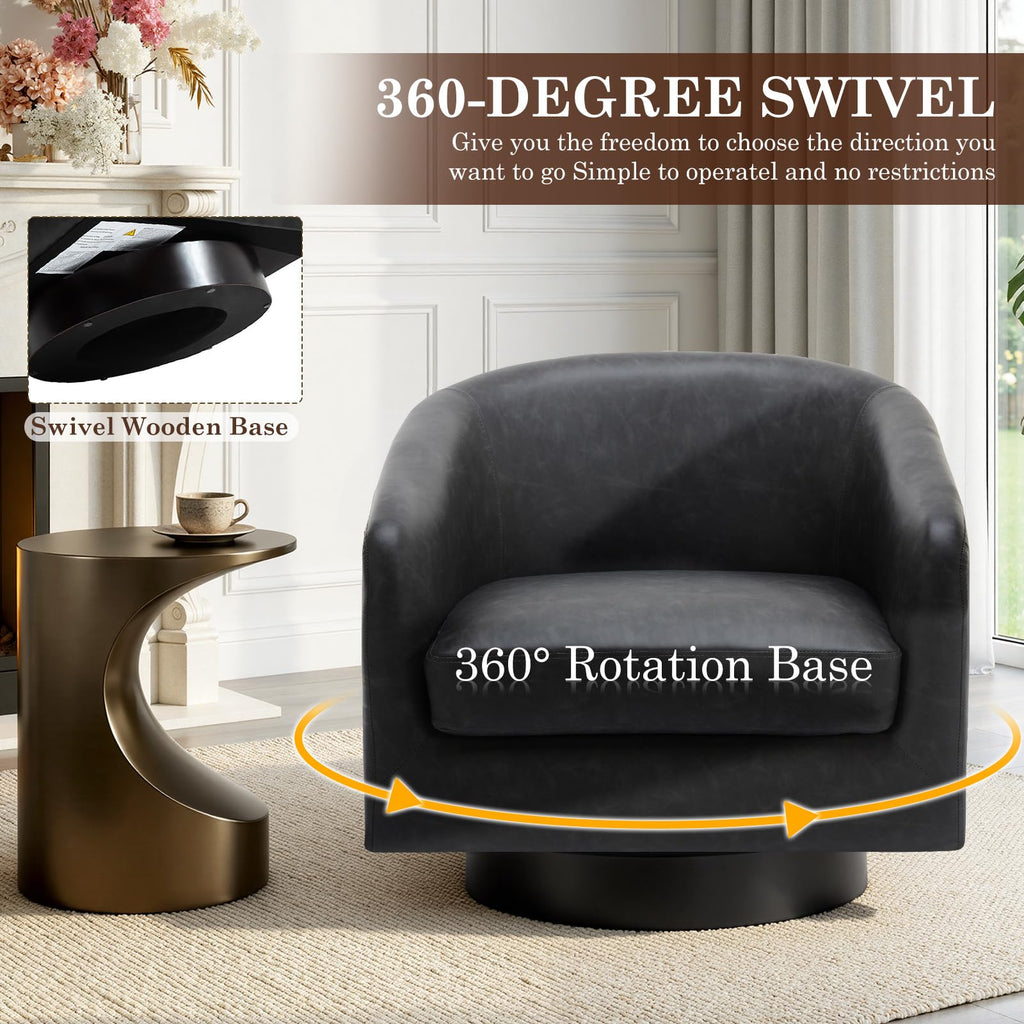 UIXE Swivel Barrel Accent Armchair for Living Room
