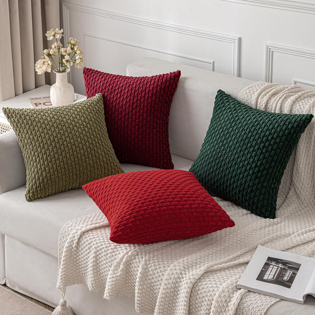 MIULEE Striped Corduroy Throw Pillow Covers, Set of 2