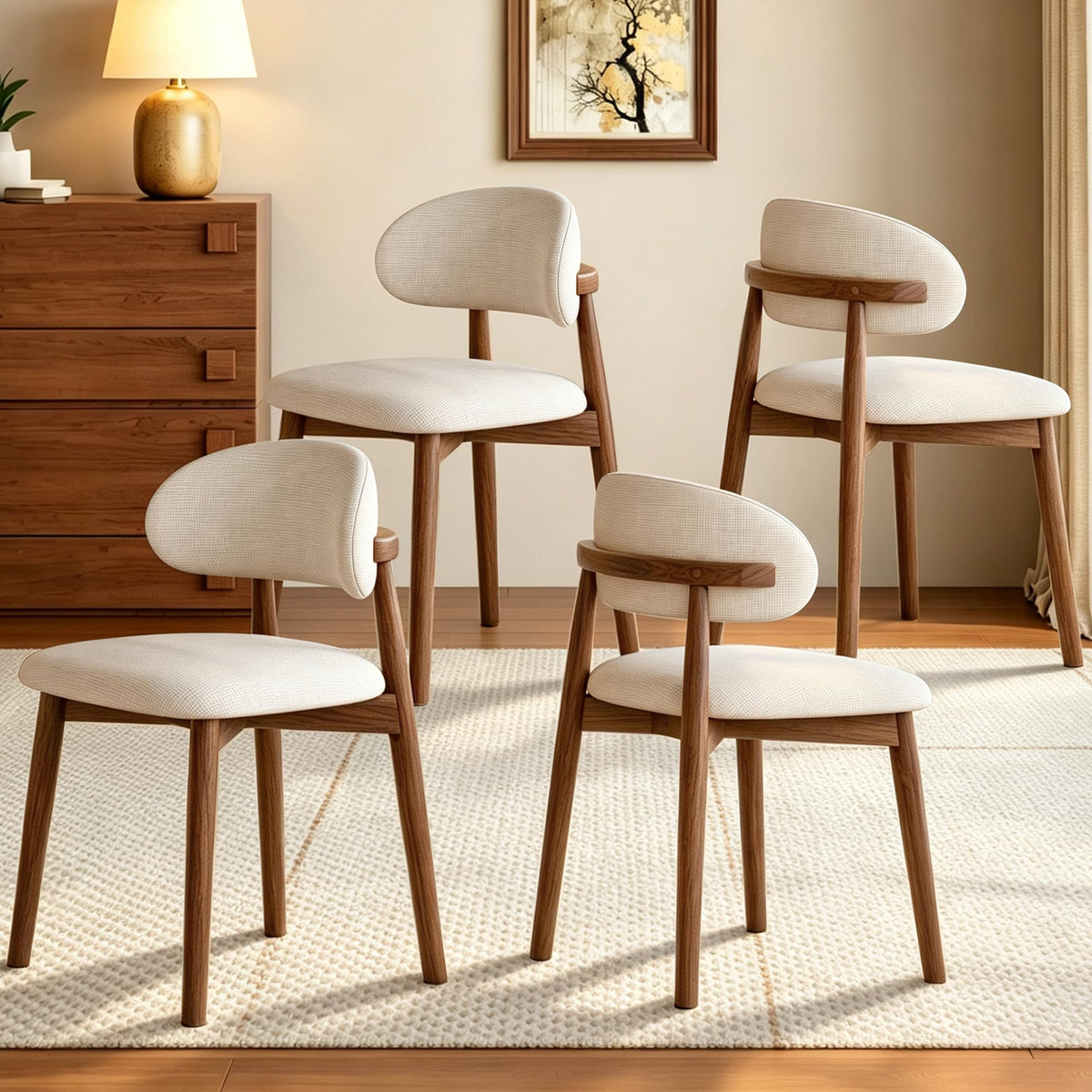 smudyizi Mid-Century Wooden Dining Chairs, Set of 4