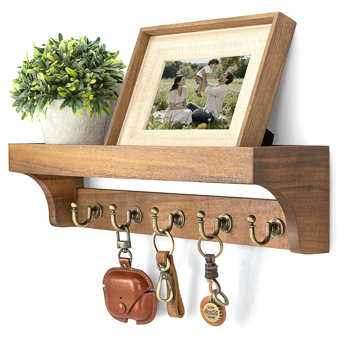 Rebee Vision 14-Inch Wall Key & Mail Holder with Hooks