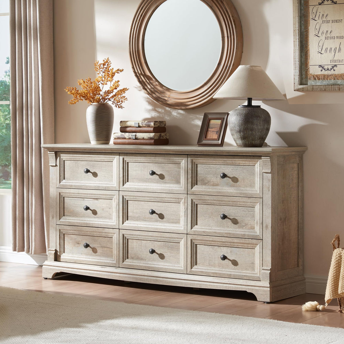 T4TREAM Farmhouse Drawer Dresser for Bedroom Storage