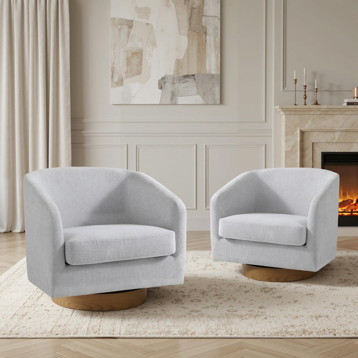 UIXE Swivel Barrel Accent Armchair for Living Room