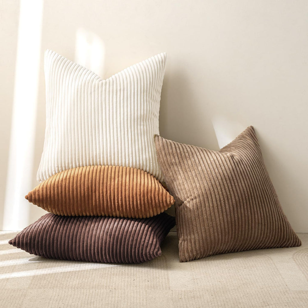 MIULEE Soft Corduroy Decorative Throw Pillow Covers, Set of 4